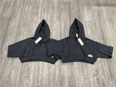 2 BRAND NEW ADIDAS CROPPED HOODIES - SIZE SMALL / MED