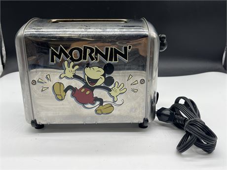 MICKEY MOUSE VILLA WARE METAL TOASTER WITH MUSIC (WORKING)