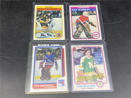 4 NHL ROOKIE CARDS (1980s)