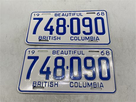 NEW OLD STOCK PAIR OF B.C. LICENSE PLATES