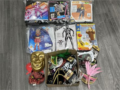 LOT OF ASSORTED KIDS SIZED HALLOWEEN COSTUMES & ACCESSORIES - ALL NEW