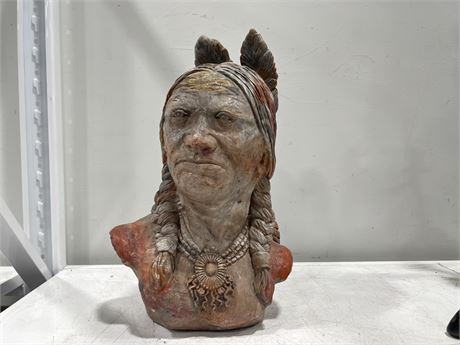 1930’s LARGE STONE NAVAJO BUST - RESTORED - 19” TALL
