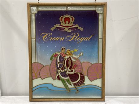 CROWN ROYAL STAINED PLASTIC ADVERTISEMENT (25”X32”)