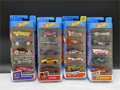 LOT OF 4 NEW HOT WHEELS 5 PACK