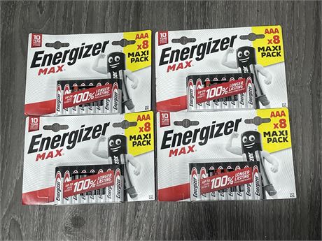 4 NEW ENERGIZER MAX AAA BATTERY 8 PACKS