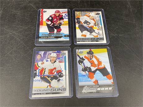 4 YOUNG GUNS ROOKIE CARDS