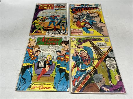 4 VINTAGE DC / SUPERMAN COMICS - #271 HAS DETACHED COVER