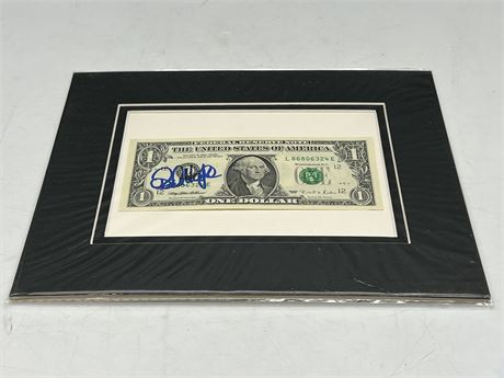 BOB HOPE SIGNED US BANKNOTE MATTED TO 8x10” W/COA