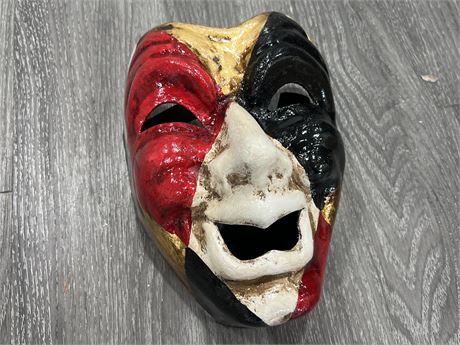 STAMPED VENETIAN DRAMA MASK - HAND CRAFTED IN ITALY - 9” LONG