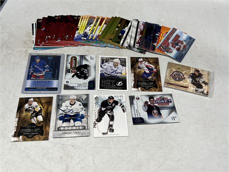 50+ NHL SUPERSTAR CARDS - INCLUDES ROOKIES, NUMBERED CARDS, ETC