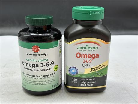2 NEW BOTTLES OF OMEGA 3-6-9 SOFTGEL CAPSULES