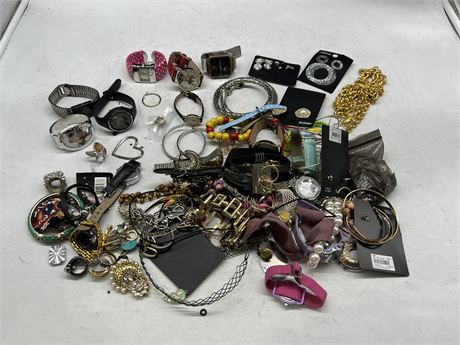 LOT OF MISC JEWELRY / WATCHES