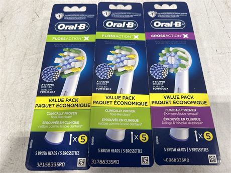 3 SEALED BOXES OF ORAL-B BRUSH HEADS