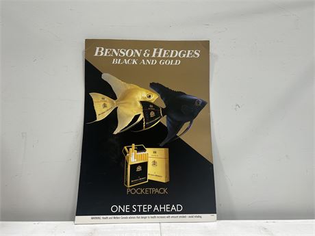 VINTAGE DOUBLE SIDED BENSON & HEDGES ADVERT 18”x25”