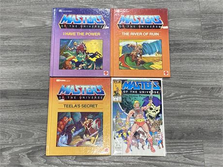 MASTERS OF THE UNIVERSE - 3 BOOKS & 1 COMIC