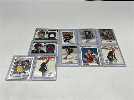 (10) NHL CARDS - INCLUDES JERSEY CARDS & ROOKIES