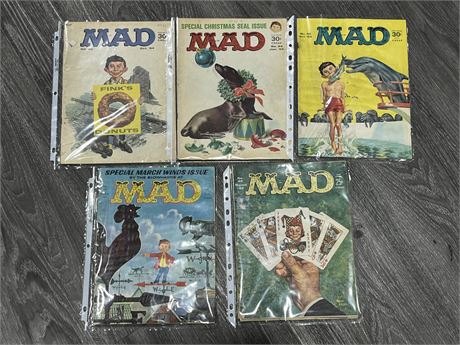 5 VINTAGE 1960’s MAD COMICS (1961-1965)