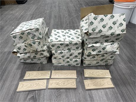 11 BOXES OF HISPANIA ROOM DECORATION CERAMIC TILES (FOR TRIM OR CROWN MOULDINGS)