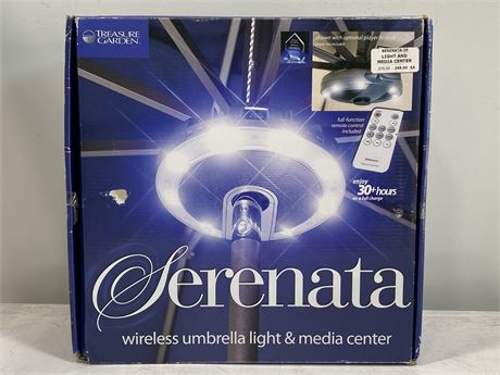 NEW IN BOX - SERENATA WIRELESS UMBRELLA LIGHT & MEDIA CENTER