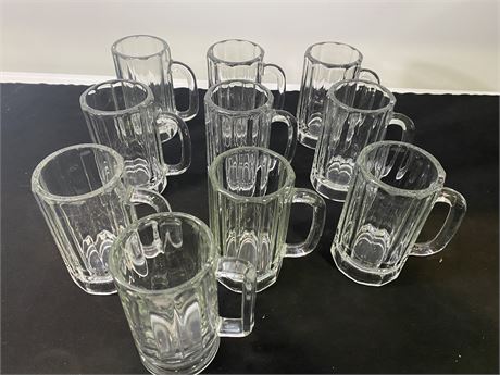 10 THICK GLASS MUGS