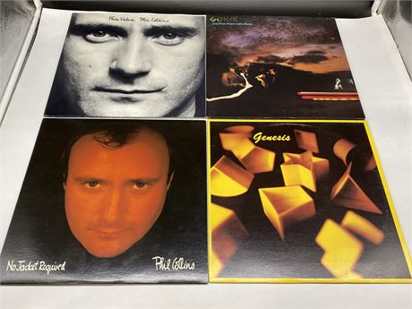 4 PHIL COLLINS RECORDS - VG (Slightly scratched)