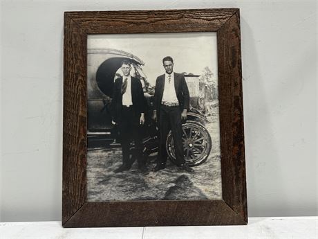 VINTAGE 1930’s PHOTO OF 2 BROTHERS IN WOOD FRAME - SEE PHOTOS - 20”x24”