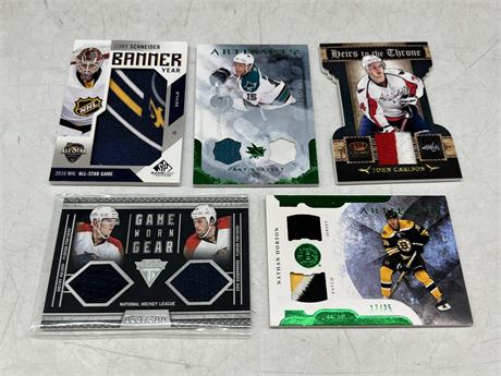 5 NHL JERSEY / MATERIAL CARDS