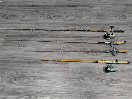 4 FISHING RODS WITH REELS