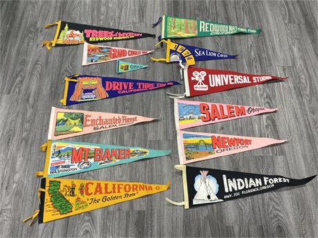 13 VINTAGE UNITED STATES FLAG PENNANTS - EXCELLENT CONDITION
