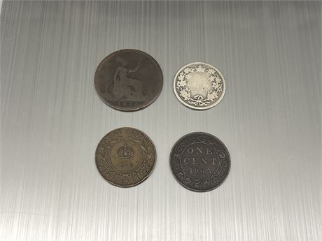 1903 /1919 / 1900 CANADIAN PENNIES + 1878 BRITISH PENNY