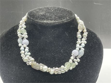 925 STERLING & NATURAL PEARL OPALESCENT NECKLACE (31”)