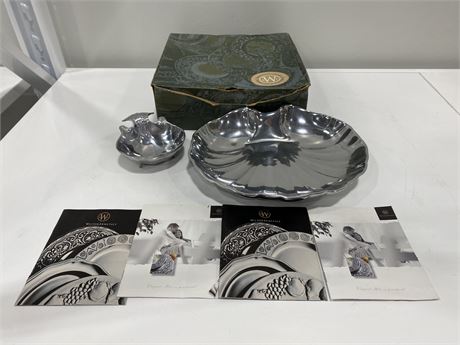 RWP WILTON ARMETALE PEWTER 2 PIECE CLAM SHELL CHIP & DIP BOWL