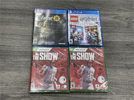2 SEALED MLB THE SHOW 22 - XBOX SERIES X & 2 PS4 GAMES