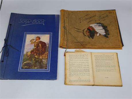 VINTAGE BLUE RIBBON COOKBOOK 1932, PHOTO ALBUM & SCRAP BOOK