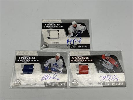 3 MISC 2006-07 SP GAME USED INKED SWEATER CARDS