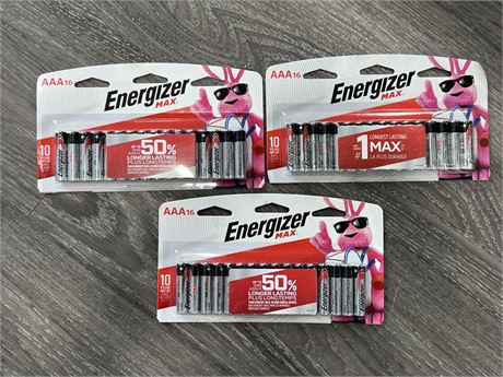 3 PACKS OF NEW ENERGIZER AAA16 BATTERIES