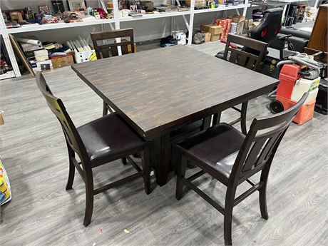 QUALITY WOOD TABLE SET W/4 CHAIRS (Table is 4ftx4ftx3ft tall)