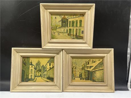 3 EARLY MAURICE UTRILLO FRAMED PRINTS (11”x10”)