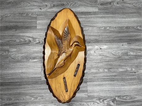 HAND CRAFTED WOODEN DECOR PIECE 38”x18”