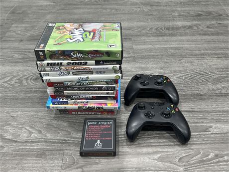 LOT OF ASSORTED VIDEO GAMES - PS3, WIIU, PC & ECT + 2 XBOX ONE CONTROLLERS
