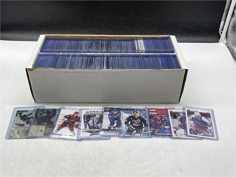 BOX OF NHL CARDS - ALL IN TOP LOADERS / EXCELLENT COND.