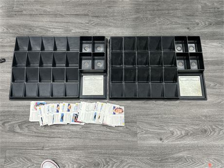 2 CARD SORTING TRAYS & 150+ ESSO UNSCRATCHED NHL CARDS