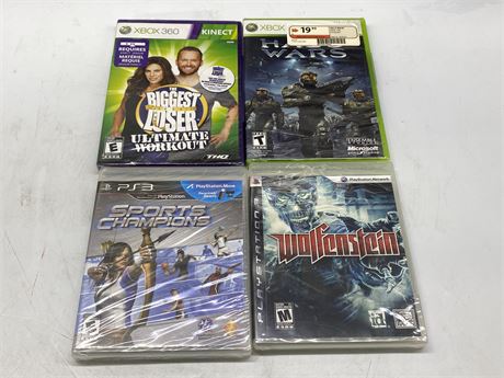 2 SEALED XBOX 360 GAMES & 2 PS3 GAMES