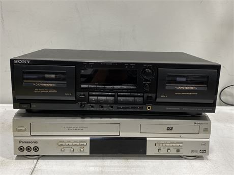 SONY TAPE DECK + PANASONIC VCR/DVD COMBO PLAYER