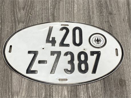 1980S WEST GERMANY LICENSE PLATE