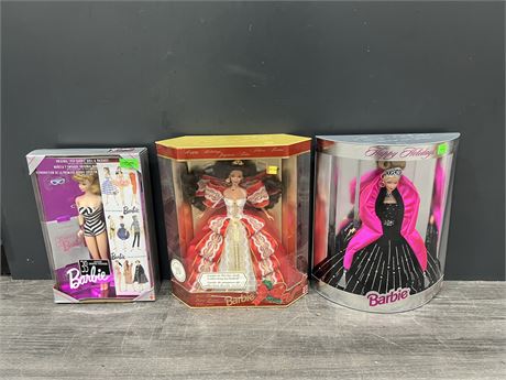 3 NEW IN BOX BARBIES