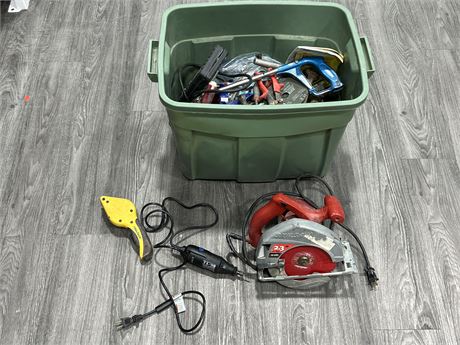 LARGE BIN OF MISC TOOLS