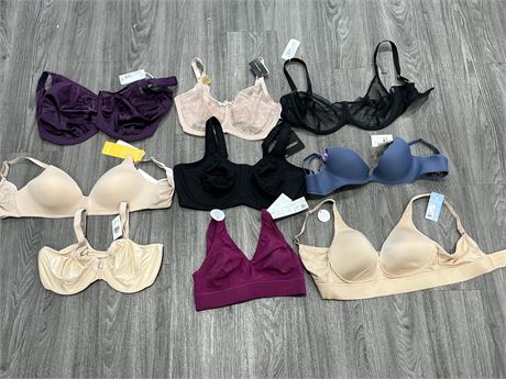 9 NEW WOMENS BRAS - ASSORTED SIZES
