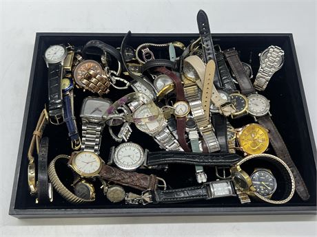 TRAY OF MISC WATCHES - AS IS