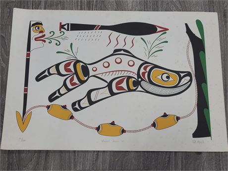 INDIGENOUS PRINT - WHALERS DREAM 44/200 SIGNED BY ARTIST CAL HUNT